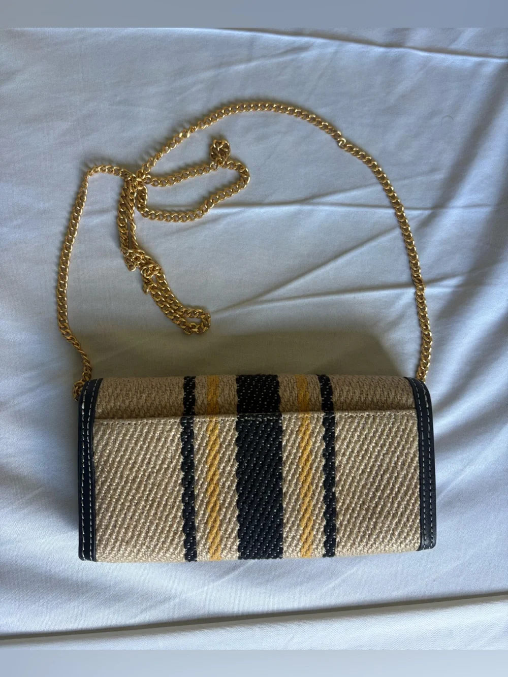 Tory Burch Juliette French Linen Chain Wallet Crossbody Bag